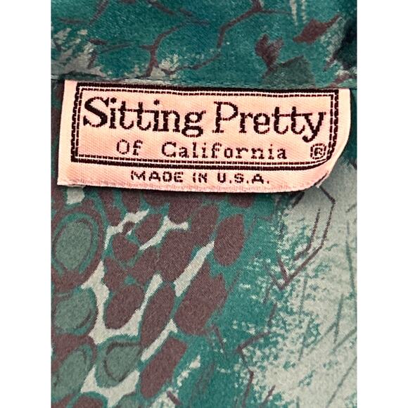 Vintage Aqua Green Silk Blouse, Sitting Pretty of California, USA, Women’s M - Picture 7 of 7